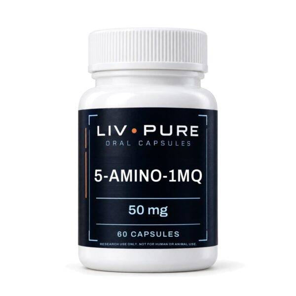 Liv Pure 5-Amino-1MQ Oral 50 mg oral capsule bottle, research use only label