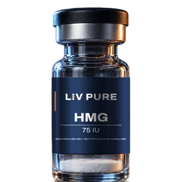 Liv Pure hmg 75 iu research vial, research use only label