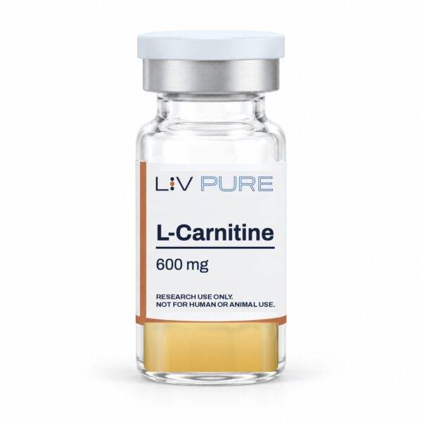 Liv Pure L-Carnitine 600 mg research vial, for laboratory research use only